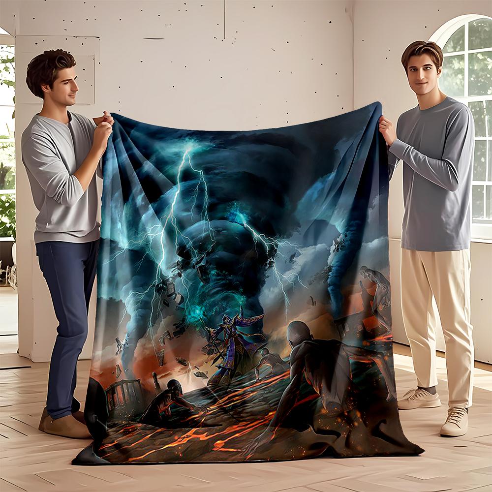 "Wizard Summoning Storms with Lightning Power Flannel blanket for bedroom, living room, sofa, and nap sofas"