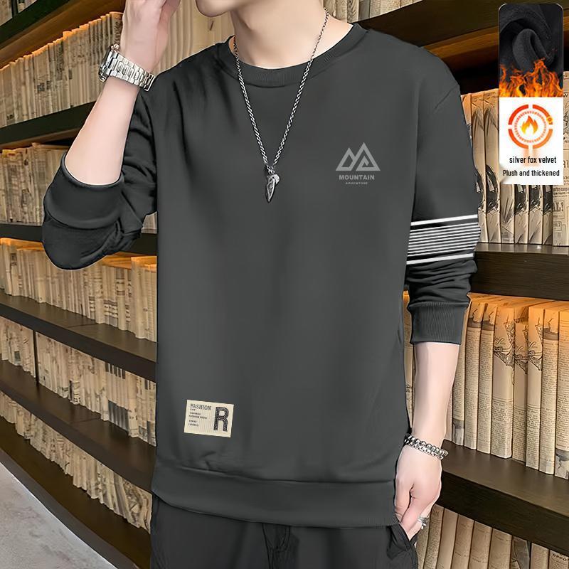 Men's & Women's Trendy Fleece-Lined Crew Neck Sweatshirt - Versatile Loose Fit for Fall & Winter