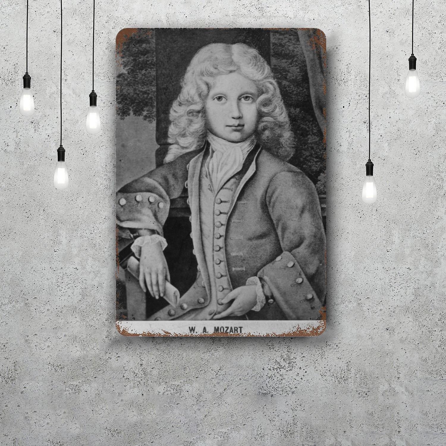 

Wolfgang Amadeus Mozart Vintage Metal Tin Signs Posters Decor Retro Metal Plaque Wall Art Decor for Garage Bar 20x30cm（7.8x11.8inch）