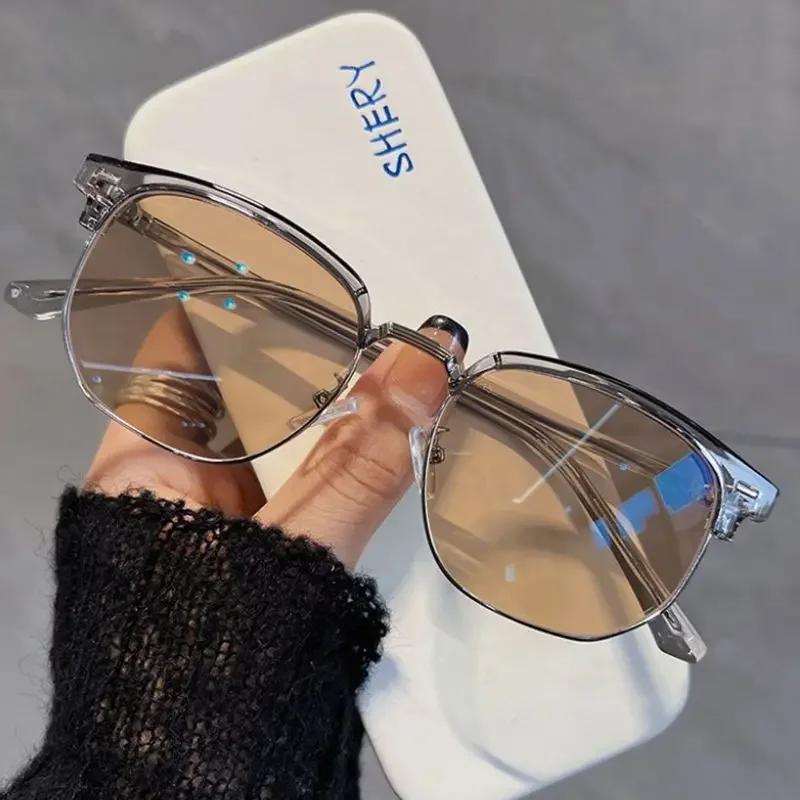 Herren Fotochrome Myopiebrille Anti Blaulicht Farbwechselnd Groß Transparente Brille 0 bis -6 0