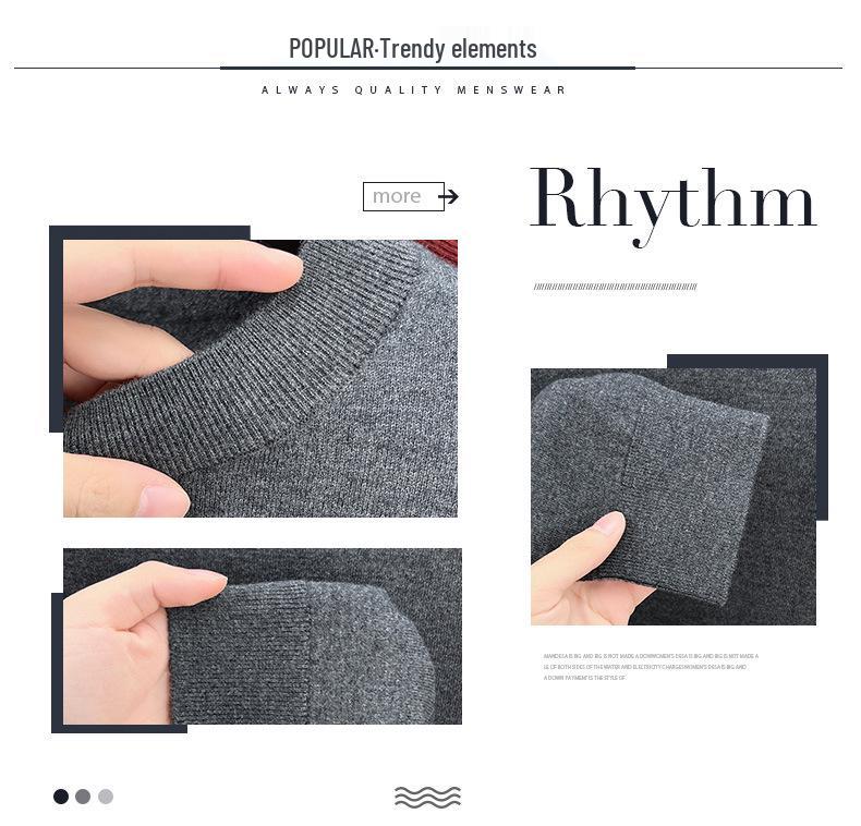 Men's Wool Round Neck Sweater - Long Sleeve, Casual, Versatile Knitwear for Spring and Autumn.