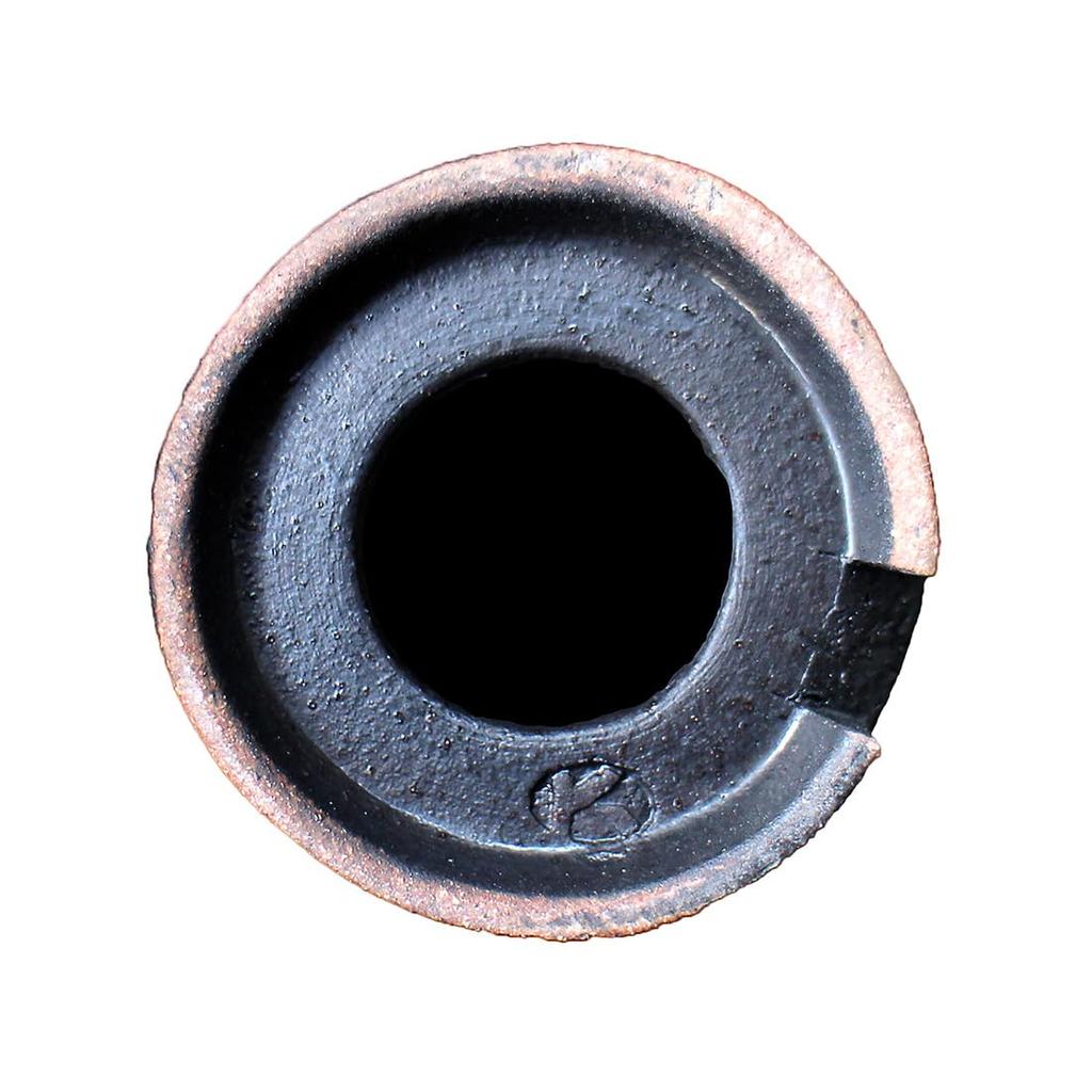 Umekichi Bonsai Cylindrical Bonsai Gold and Shigaraki for Tuberous Hanging Approximately 10cm Supplies, 3.5" Pot, Black, Ware, Wildflowers,