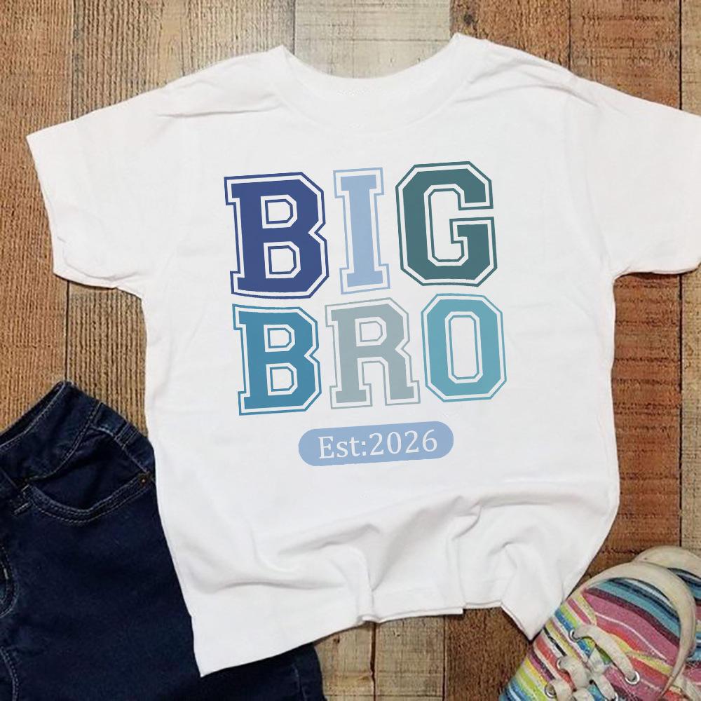 Big Brother Est 2026 Print Kids Shirts New Baby Announcement Clothes Big Brother T-shirt Baby Reveal Party Outfit Child Tee Tops