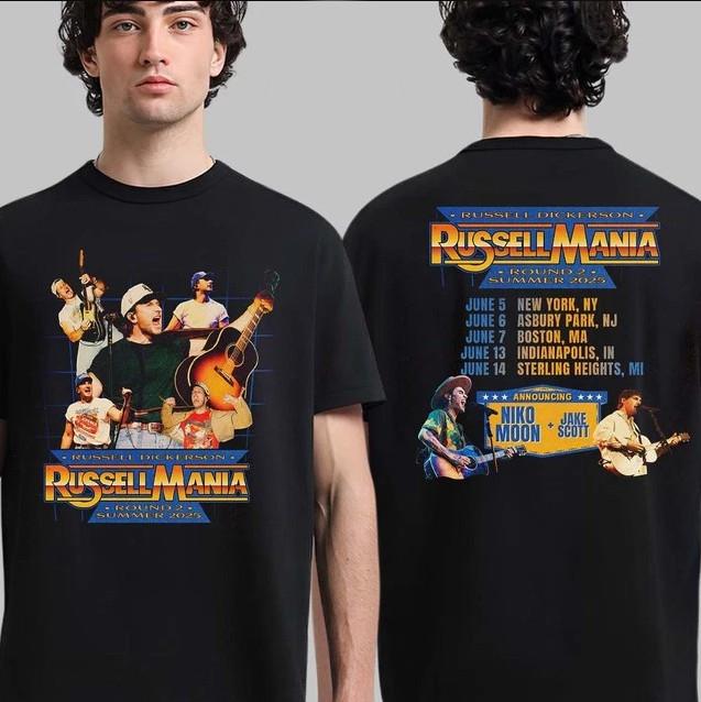 Russell Dickerson 2025 Russell Mania R1 Tour Tshirt size S5XL Unisex T-Shirt L