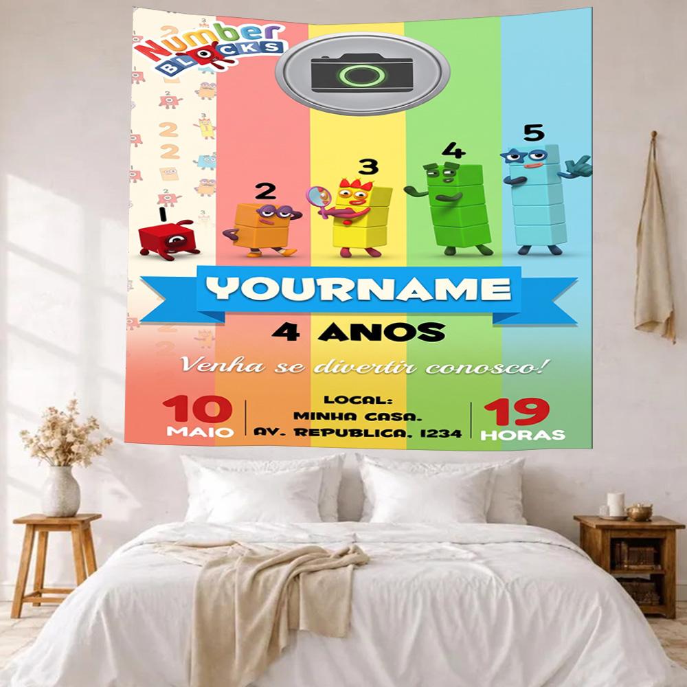 Numberblocks Custom Your Name Wall Decor Tapestry Art For Pet Memorial Birthdaywedding Party Backdrop Family Gift