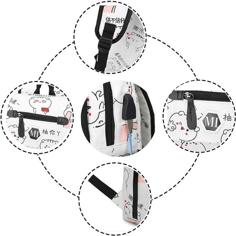Asge Women's Fashion School Bag Kawaii Printing Backpack Girls Casual Waterproof Backpack School Teenager Daypack