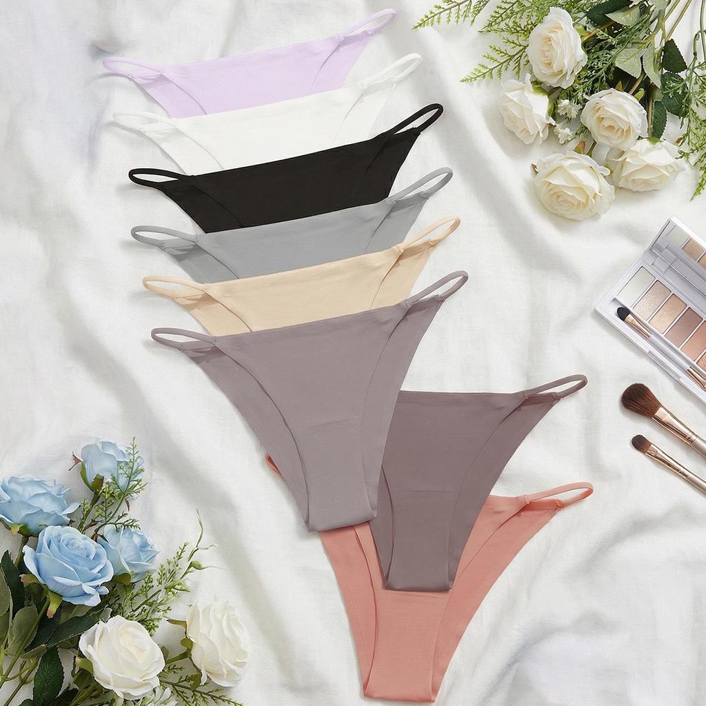 Seamless Low-Waist Ice Silk Thong - Women's Large Size