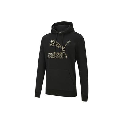 Puma Logo Print Casual Hoodie Men Tops Black 530304-01