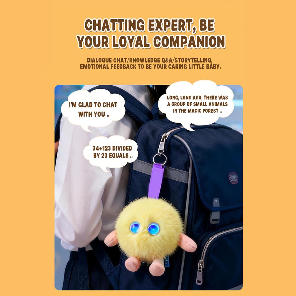 Intelligentes Plüschtier, Interaktives Kuscheltier mit 66 Sprachen Sprachchat, Niedliches Pom-Pom-Plüschtier für Kinder & Erwachsene, Pädagogisches Sprachenlernen