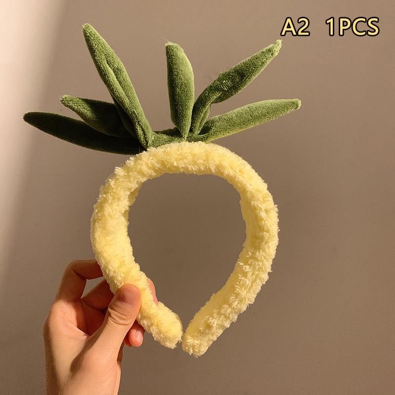 

Yellow Pineapple Headband Wash Face Hair Bands Hair Hoops Girls Thick Cute Plush Hairbands Headband Hair Accessories as the picture