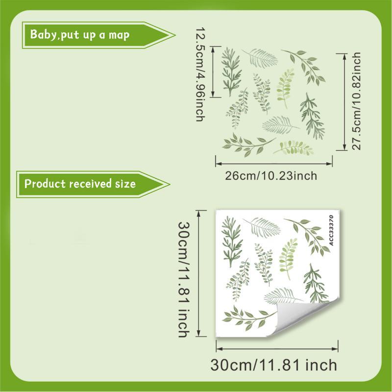 Green Leaf Wall Decals Removable Botanical Peel And Stick Stickers Minimalist Plant Decor For Bedroom Living Room
