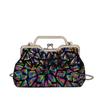 Bag new 2025 European and American fashion sequins colorful portable dinner bag ins women's retro clip shell bag