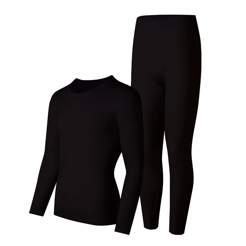 

Pure cotton autumn clothes long trousers men s couple thin round neck stretch cotton sweater thermal underwear set L чёрный