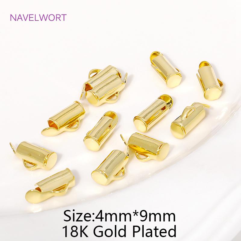 

10/20PCS 18K Gold Plated Brass Tubes Slider End Caps Connectors Crimp End Beads Slide End Clasp For DIY Jewelry Making Findings 10 pieces