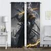 Thunder Ghost Warrior Curtains for Living Room Curtain for Room 2 Panel Halloween Decoration Partition Home Interior Curtains