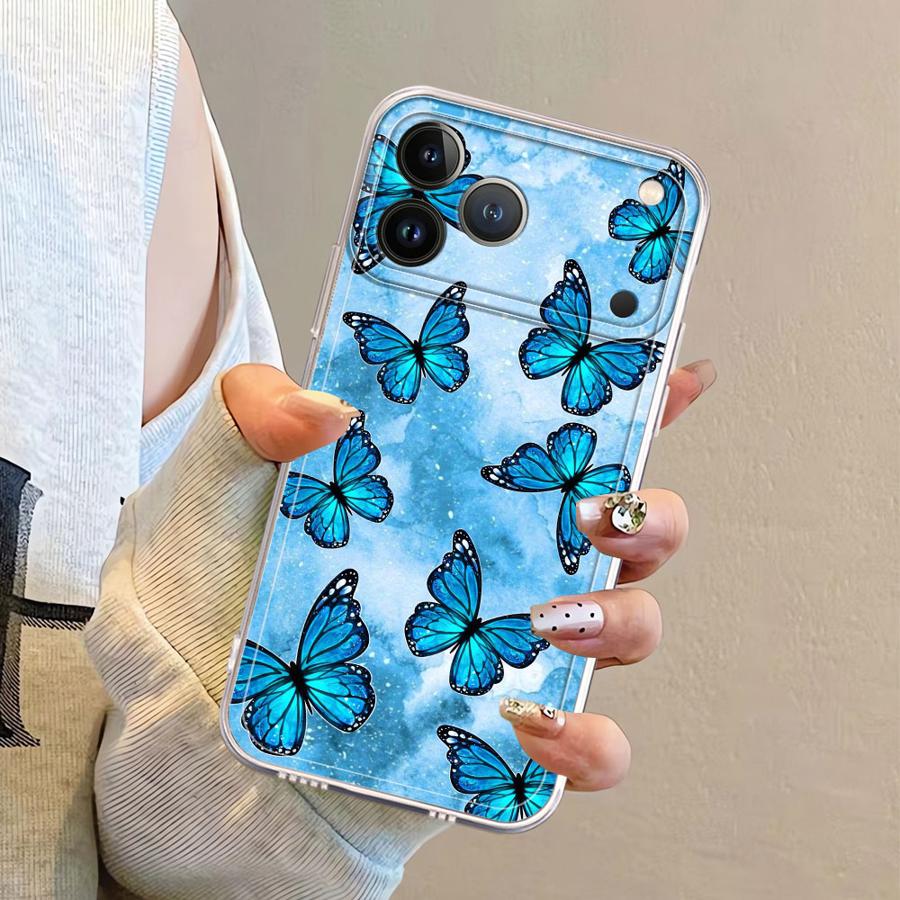 Marble Butterfly Soft Phone Cover Case for iPhone 17 Pro Max Air 17e 13 Pro 12 Mini 16 XR XS Max 15 14 Plus 11