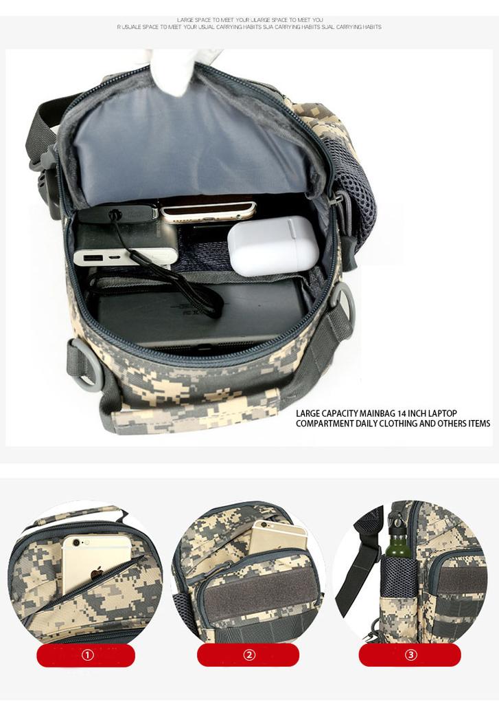 2024 New Sports  Backpack Shoulder Bag  Chest Bag Men Outdoor Hiking Camping   Hunting Fishing Pack Sling Molle Usb Bag Bag