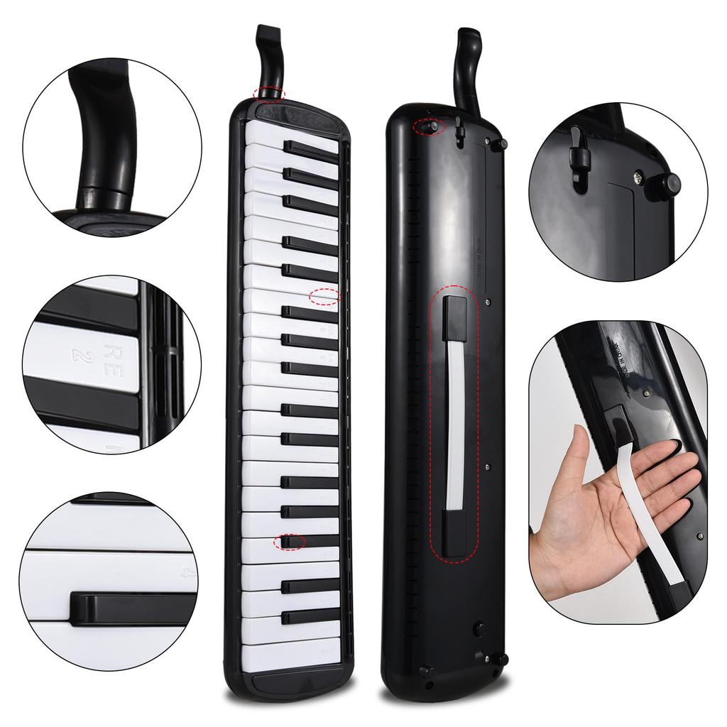 COMETX Melodica 37-Key Instrument with Melody and Air Piano Keyboard 2 Soft Blow Pipes 2 Mouthpieces Carrying Bag Beginner and Adult Gift Set