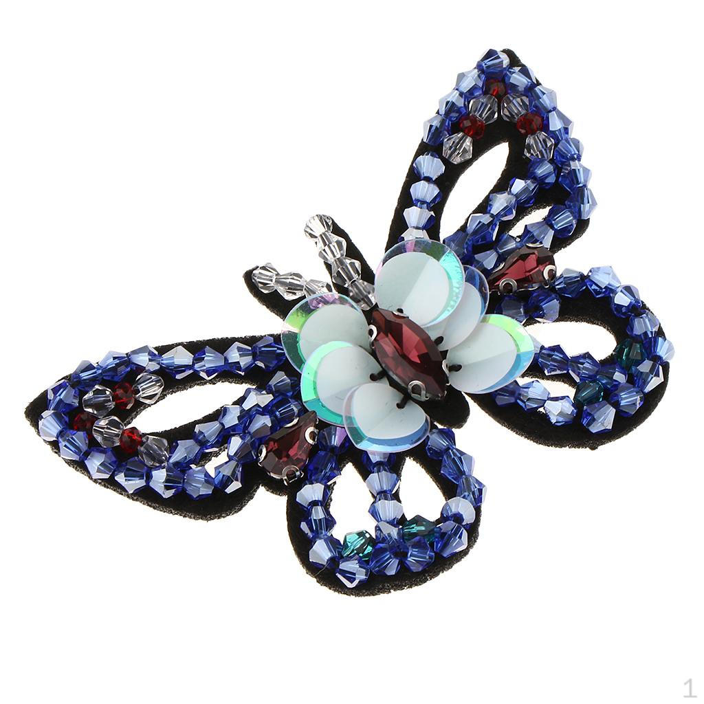

Applique Butterfly Rhinestone Sew- Shoes Brooch Bouquet синий