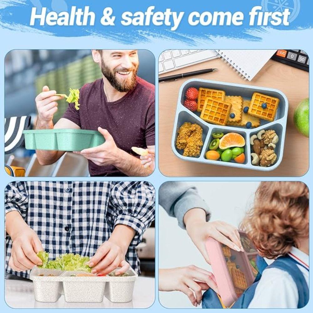 4 Compartments Stackable Snack Boxes with Lids Meal Prep Containers New Kids Bento Box