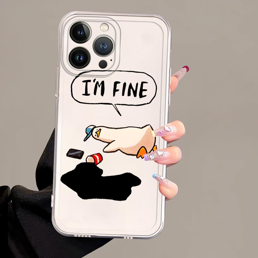 Cartoon Duck Case for iPhone 17 Pro Max XR 11 7 8 16 15 13 Pro 14 Plus XS Max 12 Mini Air Soft Phone Cover
