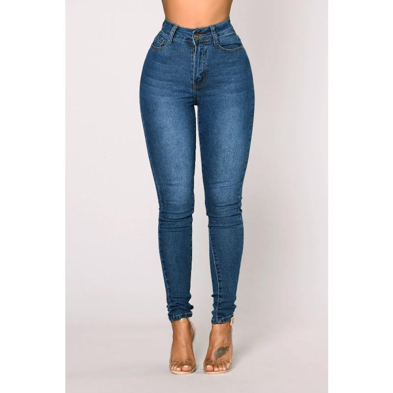 Women's High-waisted Stretch Hip-lifting Denim Pencil Pants Slim-fit Trousers