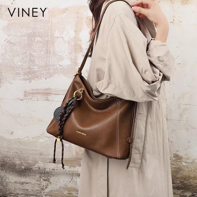 VINEY Women's Leather Large Capacity Tote Hobo Crossbody Bag