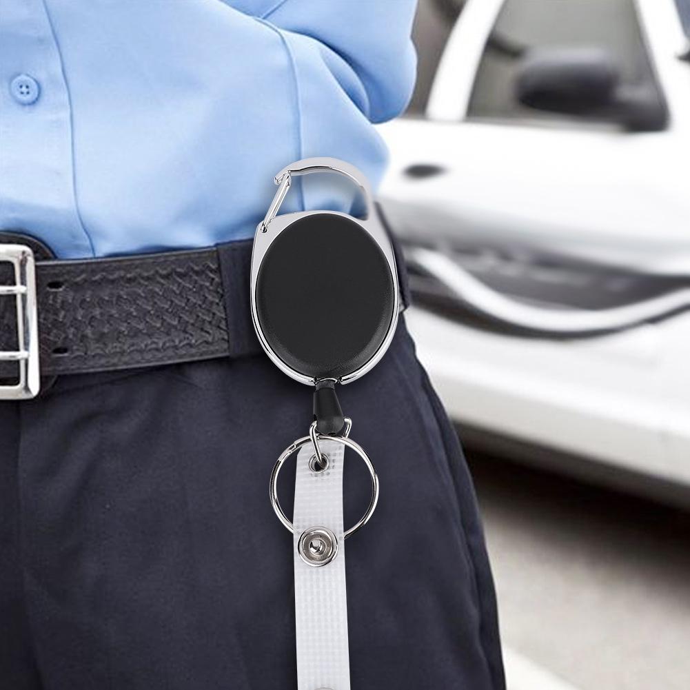 Ausziehbarer Ausweishalter mit Clips, Ausziehbarer Nylonseil-Ausweisclip, Ausziehbarer Schlüsselanhänger mit Karabinerclips, Kettenglied-Ausweisclip-Halter