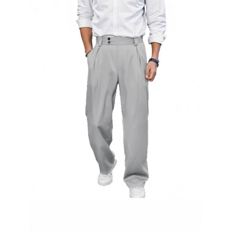 Pantaloni larghi a pieghe drappeggiati da uomo per primavera e autunno pantaloni dritti casual versatili pantaloni trendy versione coreana ruffiano bello