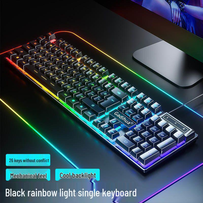 Blue & White Backlit Gaming Keyboard - Full Size Mechanical Feel, Wired USB