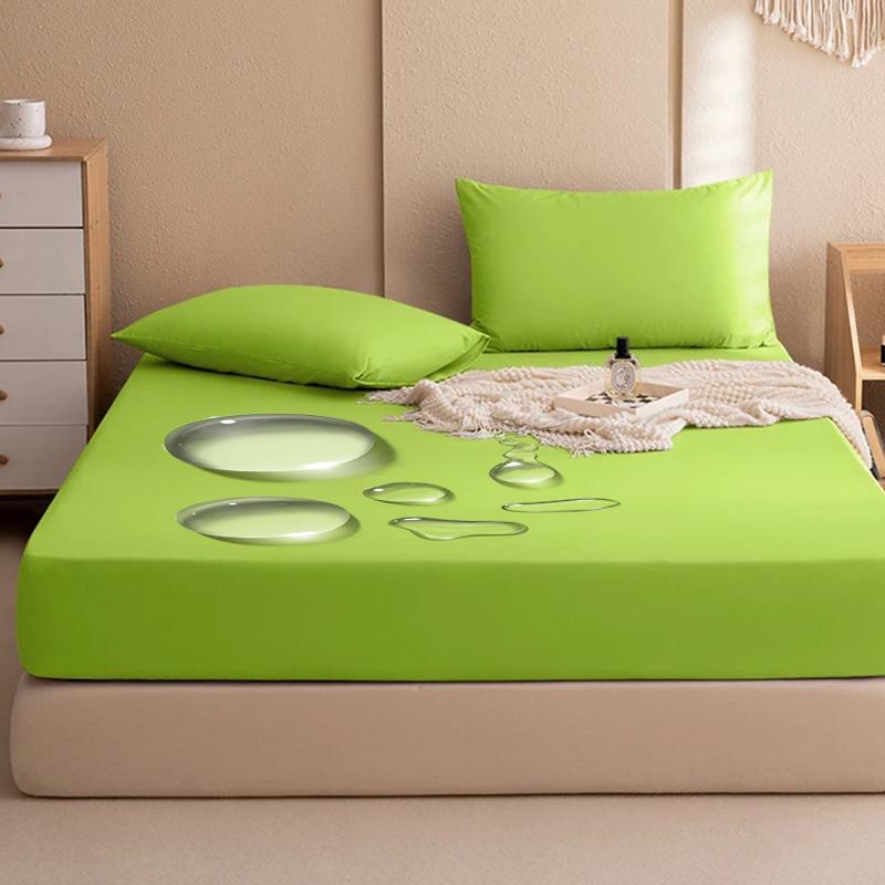 High Quality Waterproof Mattress Protector Solid Color Bed Sheet Deep Pocket Fitted Sheet Bedspread with Elastic Bands Sheets Sofa Cover