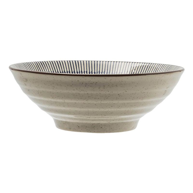 Japanese Retro Ceramic Bowl Creative Hat Bowl Household Tableware 7-Inch Vegetable Bowl Breakfast Bowl Noodle Bowl Wordy Powder Bowl