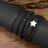 European and American New Dark Wind Alloy Pentagonal Leather Bracelet Four-Piece Set Men's Leather Bracelet Factory Direct Sale