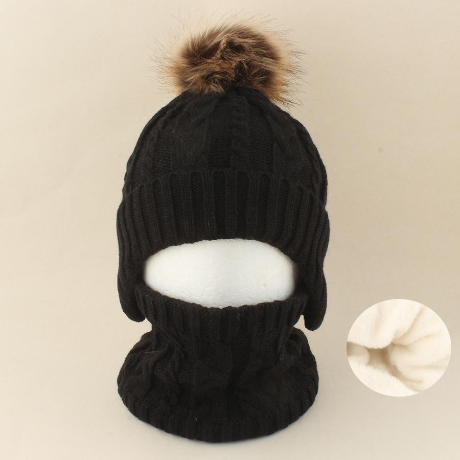 Dziecięcy Zimowy Ciepły Dzianinowy Zestaw Czapka z Pomponem Szalik Rękawiczki Zestaw 3 Szt. Lub Pojedyncza Czapka Beanie Wiatroodporna Ochrona Uszu Dla Chłopców Dziewczynek Zimna Pogoda Na Zewnątrz