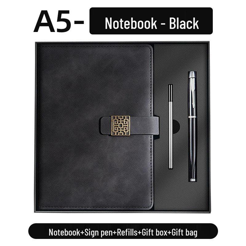 Chinese Style Custom Logo Business Notebook Gift Set - Thick Simple Diary for Office Meetings