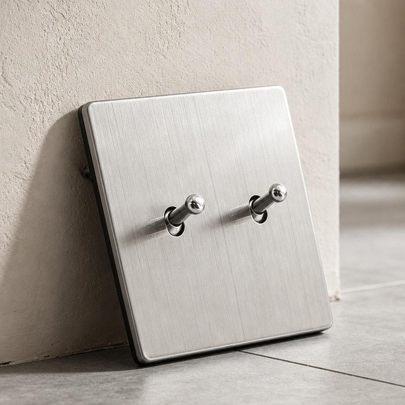 Silver Retro Dimmer Switch Light Toggle Switches With Plates UK Wall Socket 220V Universal Electrical Sockets And Switches 1