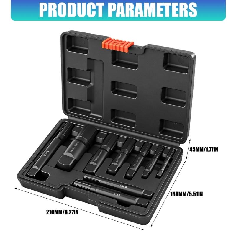 Heavy Duty Steel Broken Pipe Extractors for Removing Damaged Threaded Pipes with Storage Case for Plumbers Mechanics