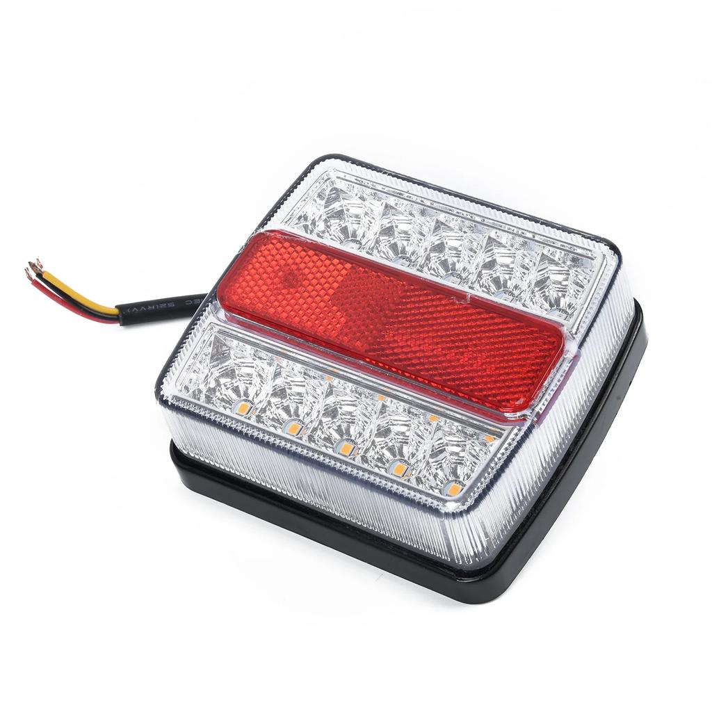 2Pcs 12V Rear 15LED Submersible Trailer Tail Lights Kit Boat Marker Truck Waterproof Turn Signal License Plate Light Rear Refl