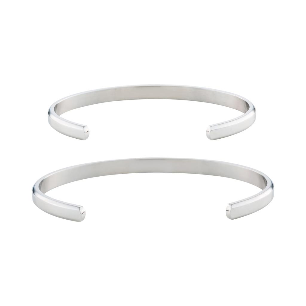 Pair of Surgical Stainless Set of 4SBG041SV 4SBG042SV [White Clover] Bangles, Steel, Simple, 2, &