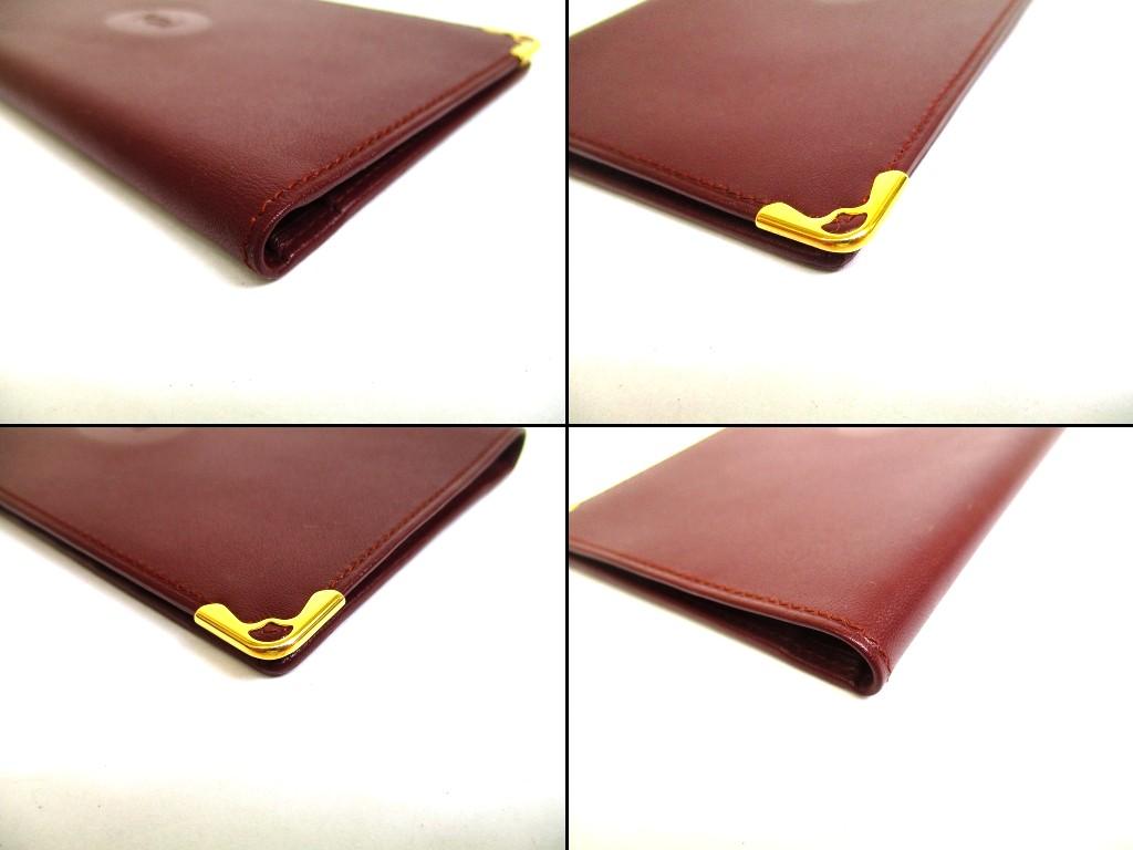 Authentic Cartier Must De Cartier Bordeaux Leather Flap Bill Wallet Checkbook Holder #b244  Open Box