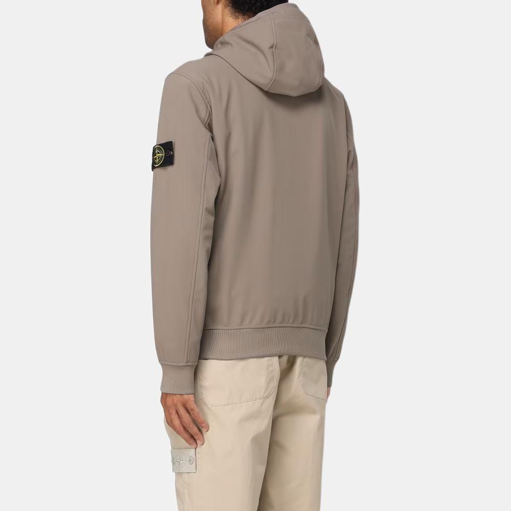 STONE ISLAND FW24 Soft Shell Windproof Waterproof Breathable Hooded Zip Fleece Jacket Unisex Jackets Khaki 8115Q0322-V0075