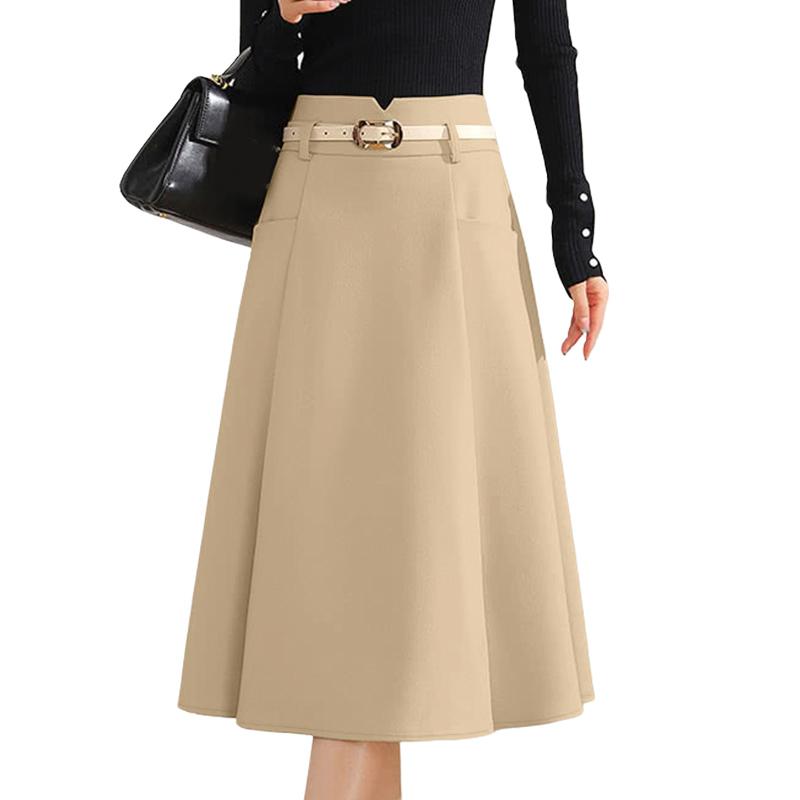 

ZANZEA Женские повседневные летние юбки миди однотонной расцветки M бежевый