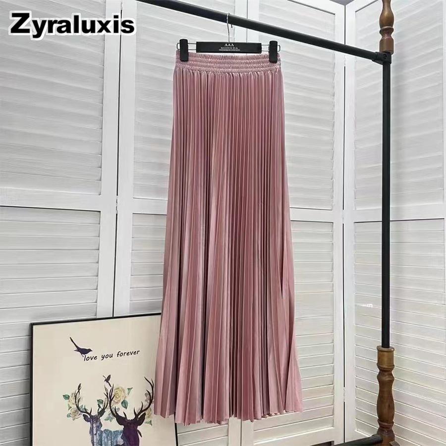 Neuer High Waist Rüschen-Halbrock Damen Fließender Elastischer Bund Vielseitig Schlankmachend Elegant Einfarbig Langes Kleid
