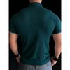 Men European Size Slim Fit Summer Half Zip Short Sleeve Ribbed Polo Shirt