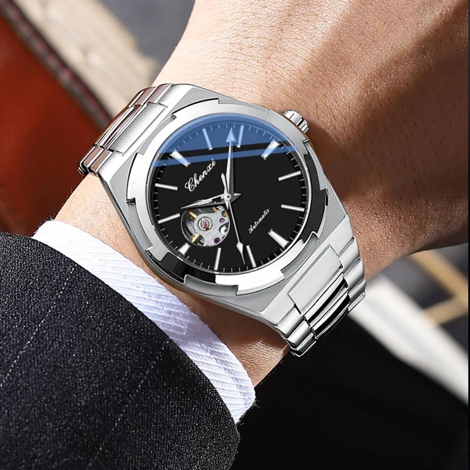 CHENXI Automatic Movement Mechanical Watches for Men Hollow Skeleton Mens Watches Waterproof Business Relogios Masculino