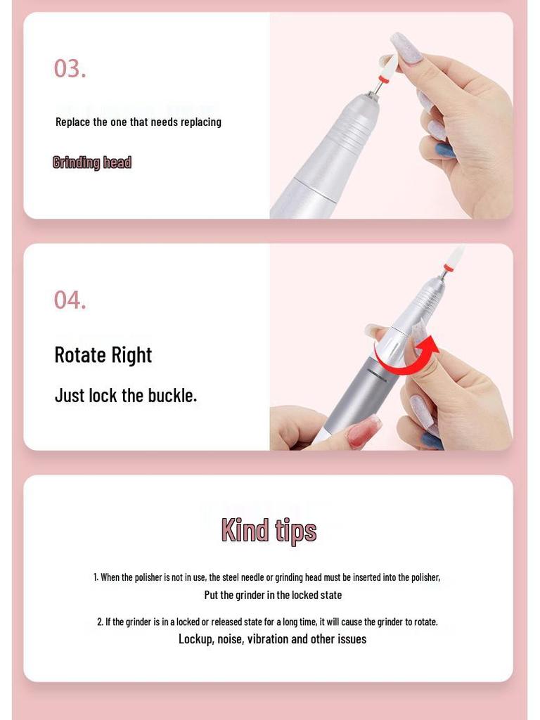 Professional 50000 RPM Portable Nail Grinder for Polishing and Removing Nail Art