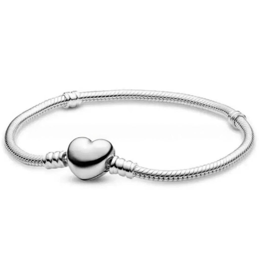 Adjustable Round Bead Bracelet S925 Pure Silver Heart Snake Bone Bracelet Charm DIY Accessories For Women's Gifts