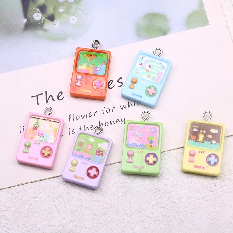 6pcs Cartoon Game Console Flat Back Resin Cabochon Cute Funny Pendant Flatback for Earring Keychains Diy Jewelry Make