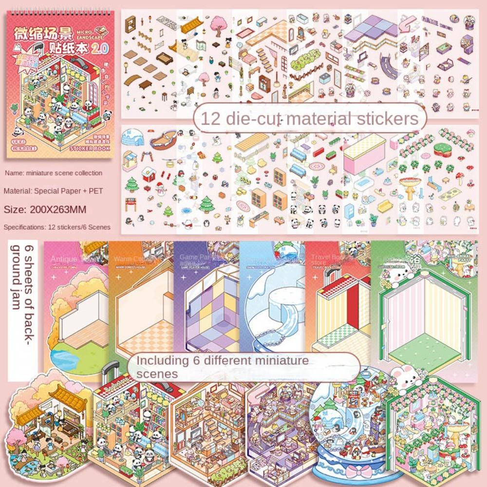 Visual Stacking Landscape Sticker Book Cartoon Tent Sticker Decoration  Kids