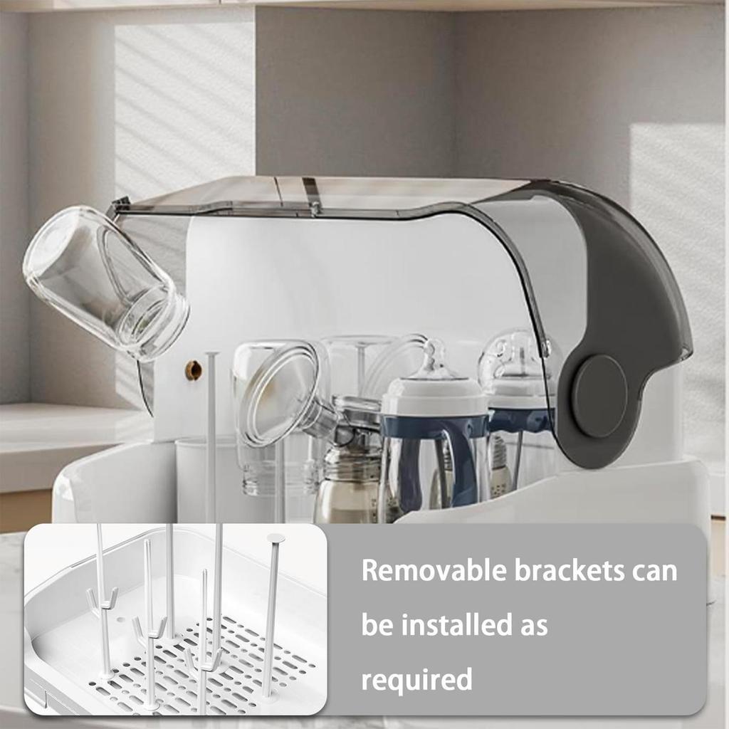 Baby Bottle Storage Organizer Large Baby Bottle Organizer with Cover Dust-Proof Containers for Pump Feeding Pantry Countertop